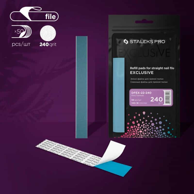 Disposable files for straight nail file EXCLUSIVE 22 240 grit (50 pcs)