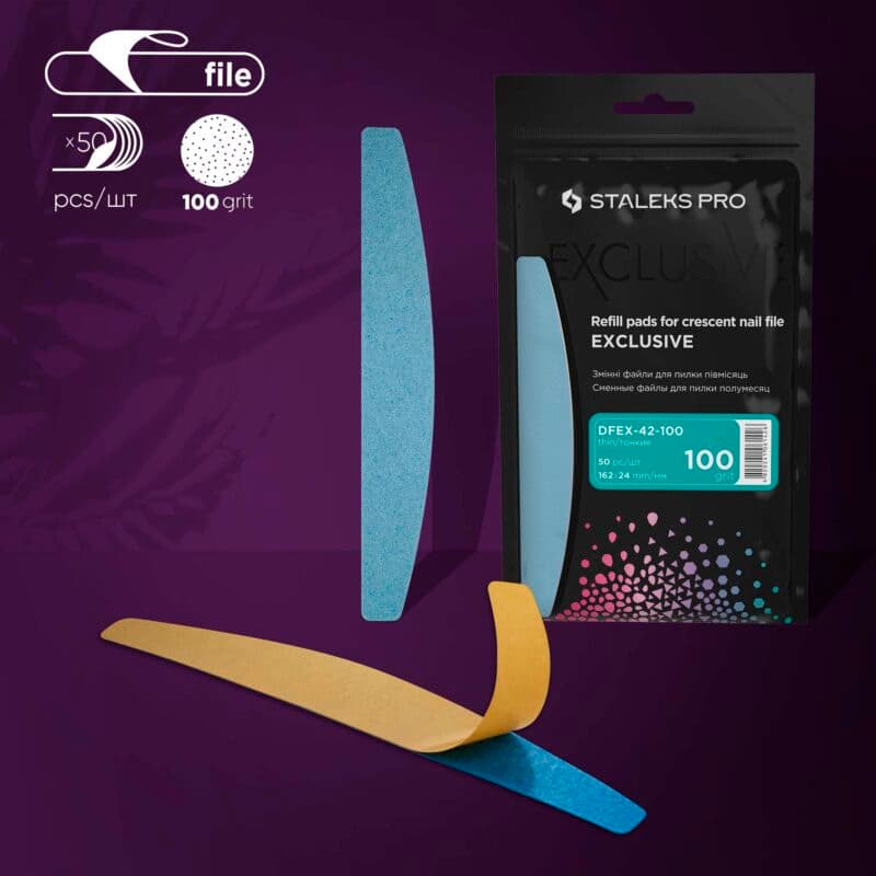 Disposable files for crescent nail file EXCLUSIVE 42 100 grit (50 pcs), foto 1 nga 2