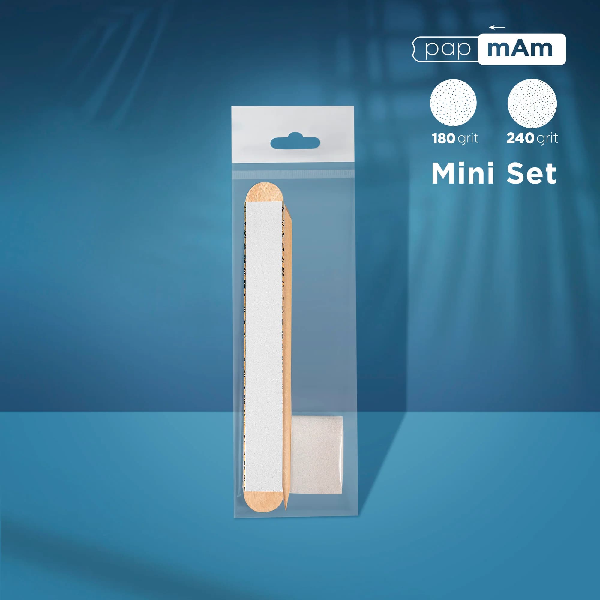 Disposable set EXPERT 30 (papmAm Mix on a wooden base 100/180 grit buff 180/240 grit orange stick 110 mm), foto 1 nga 2