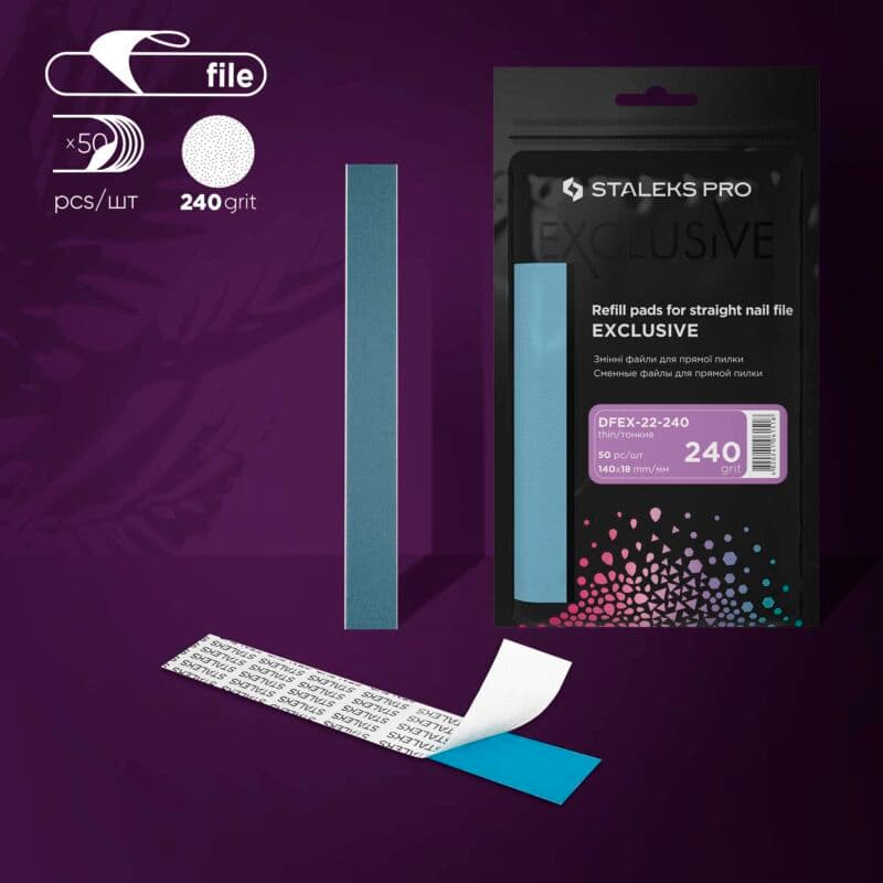 Disposable files for straight nail file EXCLUSIVE 22 240 grit (50 pcs), foto 1 nga 2