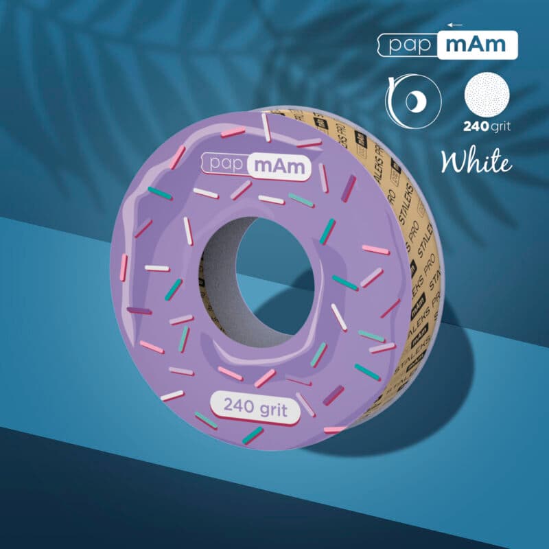 Disposable white abrasive tape papmAm EXPERT 240 grit for the plastic case, foto 1 nga 2