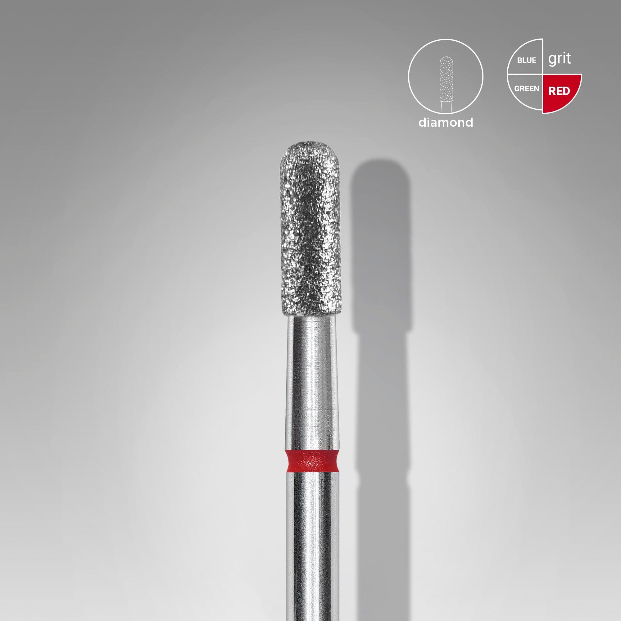 Diamond nail drill bit rounded cylinder red EXPERT head diameter 2.3 mm / working part 6.5 mm, foto 1 nga 2