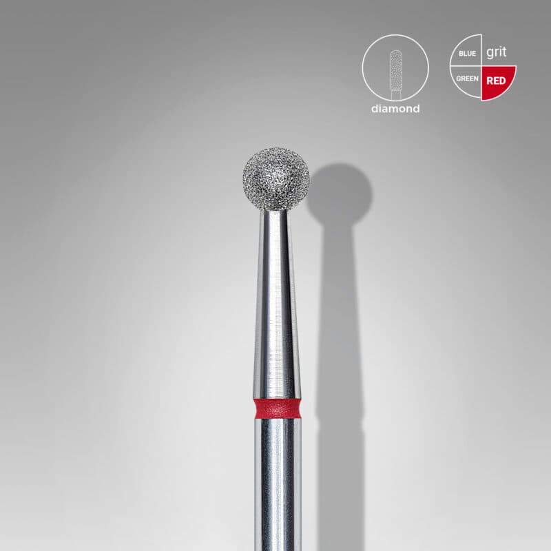 Diamond nail drill bit ball red EXPERT head diameter 3.5 mm, foto 1 nga 2
