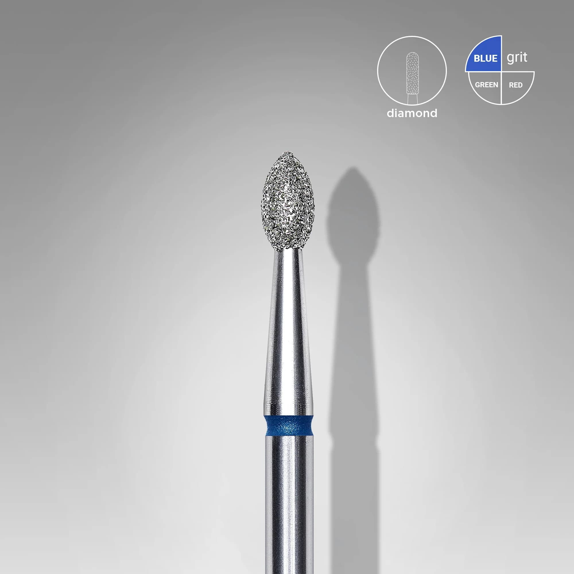 Diamond nail drill bit pointed bud blue EXPERT head diameter 2.5 mm / working part 4.5 mm, foto 1 nga 2