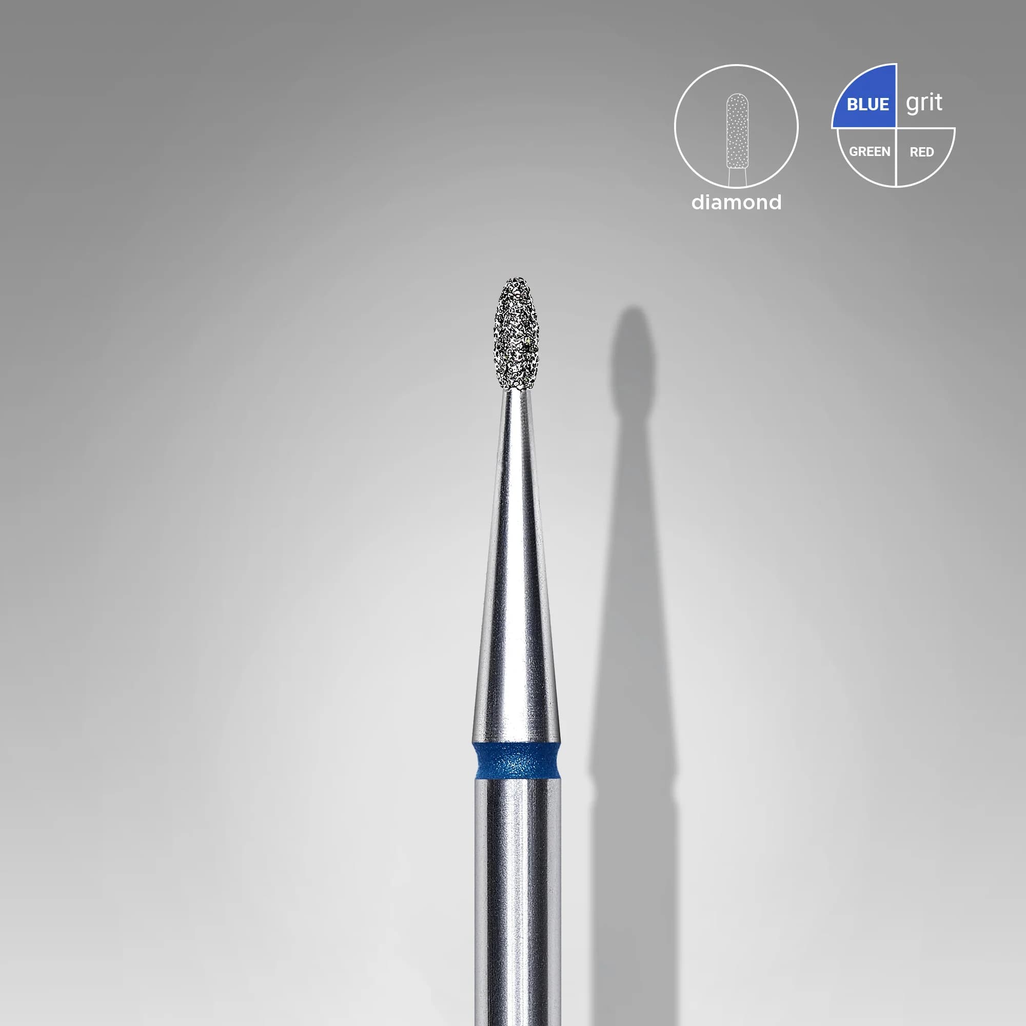 Diamond nail drill bit rounded bud blue EXPERT head diameter 1.2 mm / working part 3 mm, foto 1 nga 2