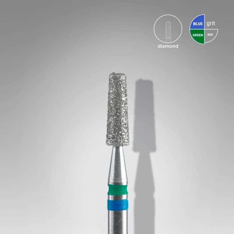 Diamond nail drill bit DUO cone blue-green EXPERT head diameter 2.5 mm / working part 8 mm, foto 1 nga 2