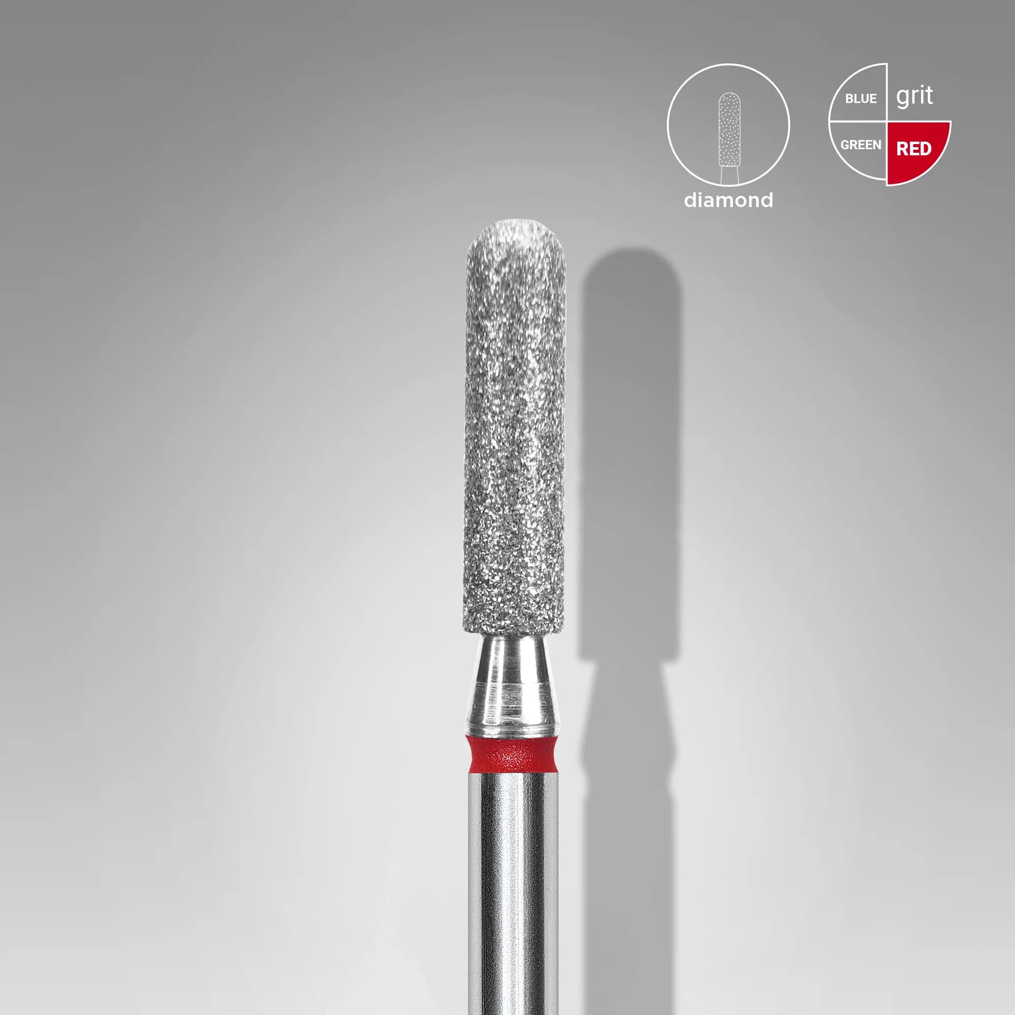 Diamond nail drill bit rounded cylinder red EXPERT head diameter 2.5 mm / working part 10 mm, foto 1 nga 2