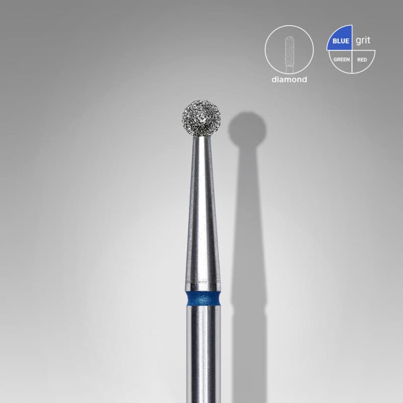 Diamond nail drill bit ball blue EXPERT head diameter 2.5 mm, foto 1 nga 2