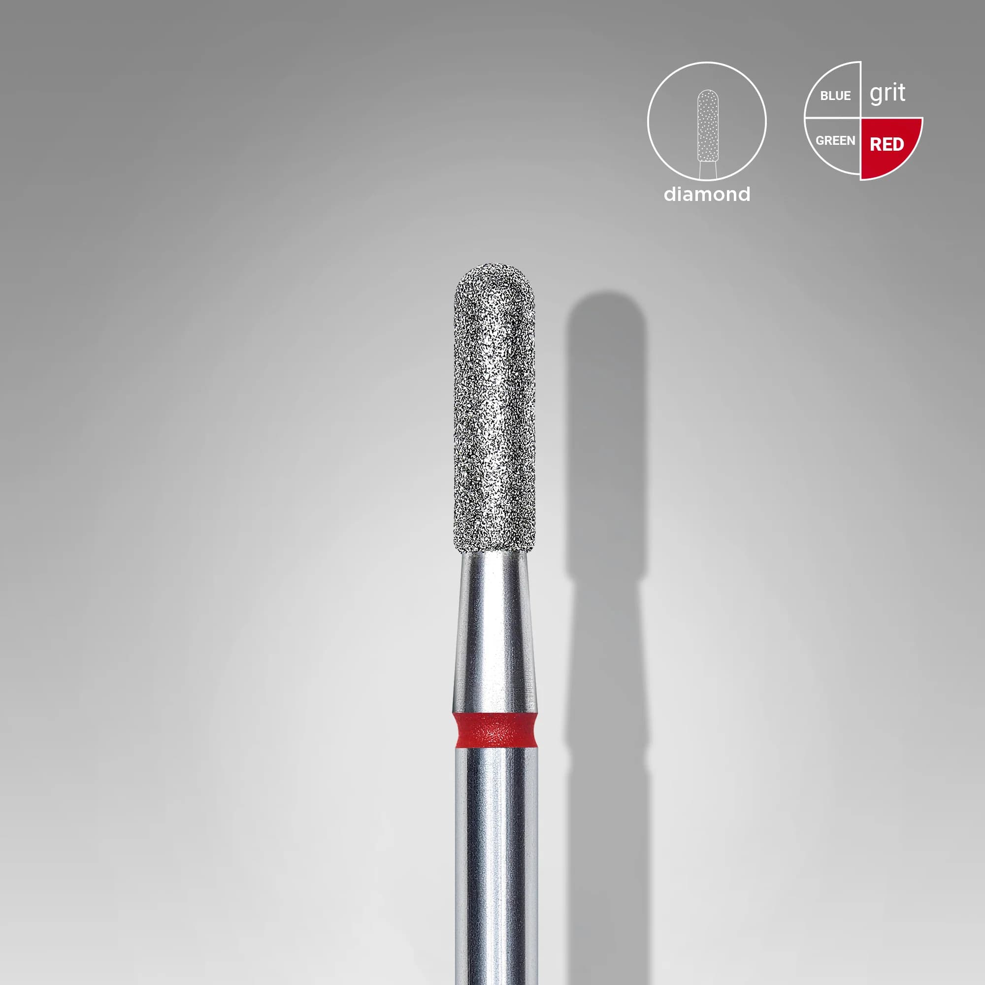 Diamond nail drill bit rounded cylinder red EXPERT head diameter 2.3 mm / working part 8 mm, foto 1 nga 2
