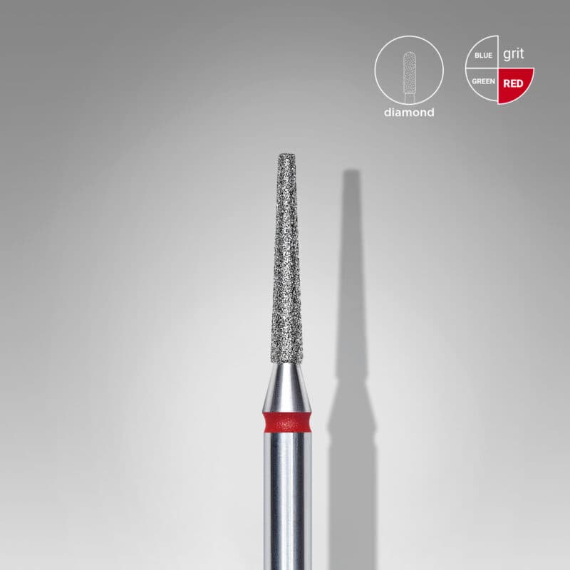 Diamond nail drill bit frustum red EXPERT head diameter 1.6 mm / working part 10 mm, foto 1 nga 2