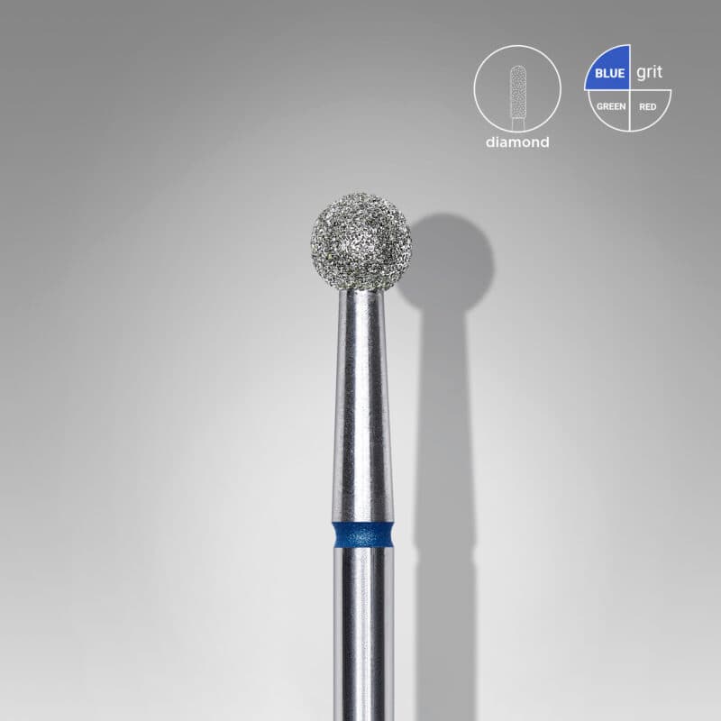 Diamond nail drill bit ball blue EXPERT head diameter 4 mm, foto 1 nga 2
