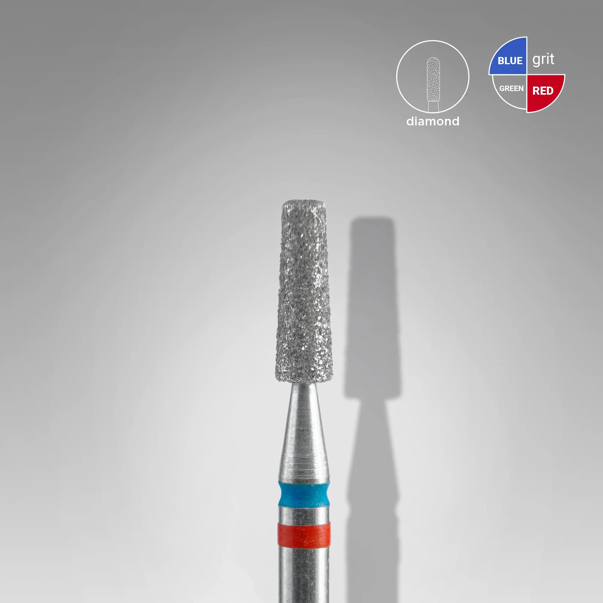 Diamond nail drill bit DUO cone red-blue EXPERT head diameter 2.5 mm / working part 8 mm, foto 1 nga 2