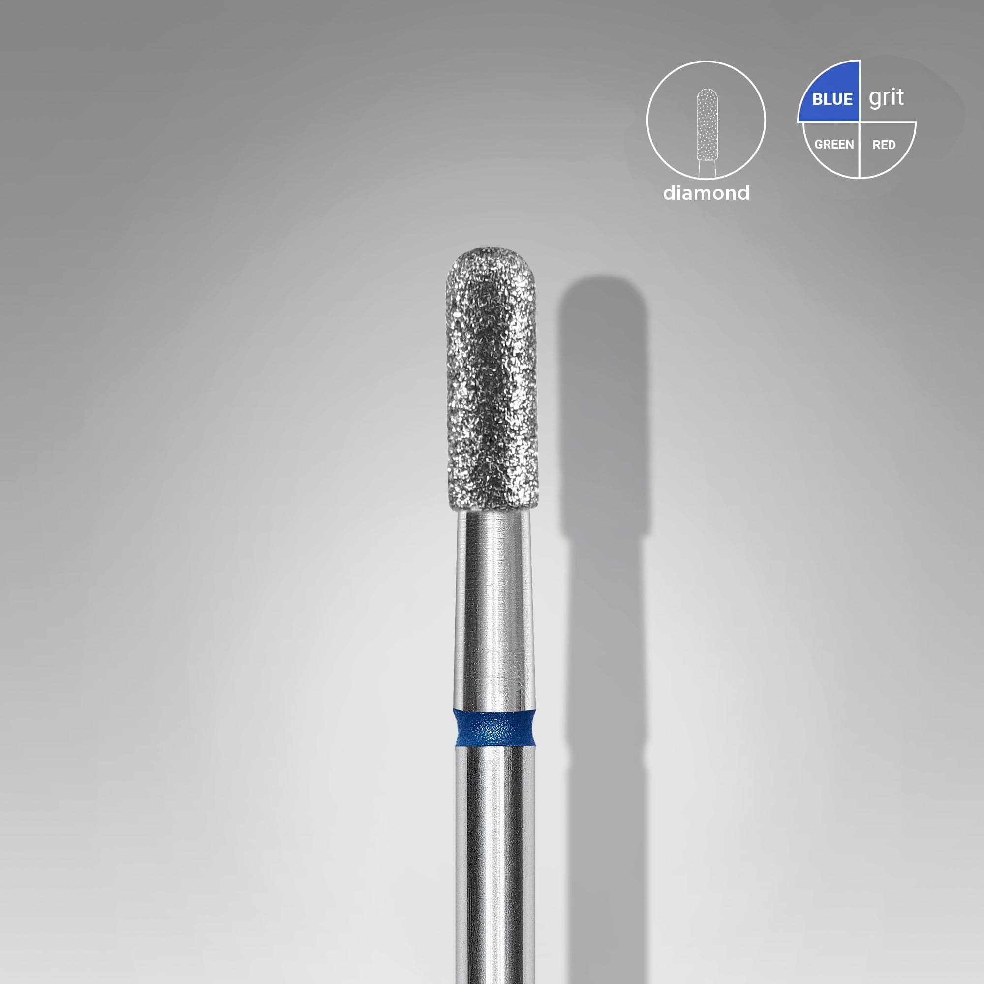 Diamond nail drill bit rounded cylinder blue EXPERT head diameter 2.3 mm / working part 6.5 mm, foto 1 nga 2